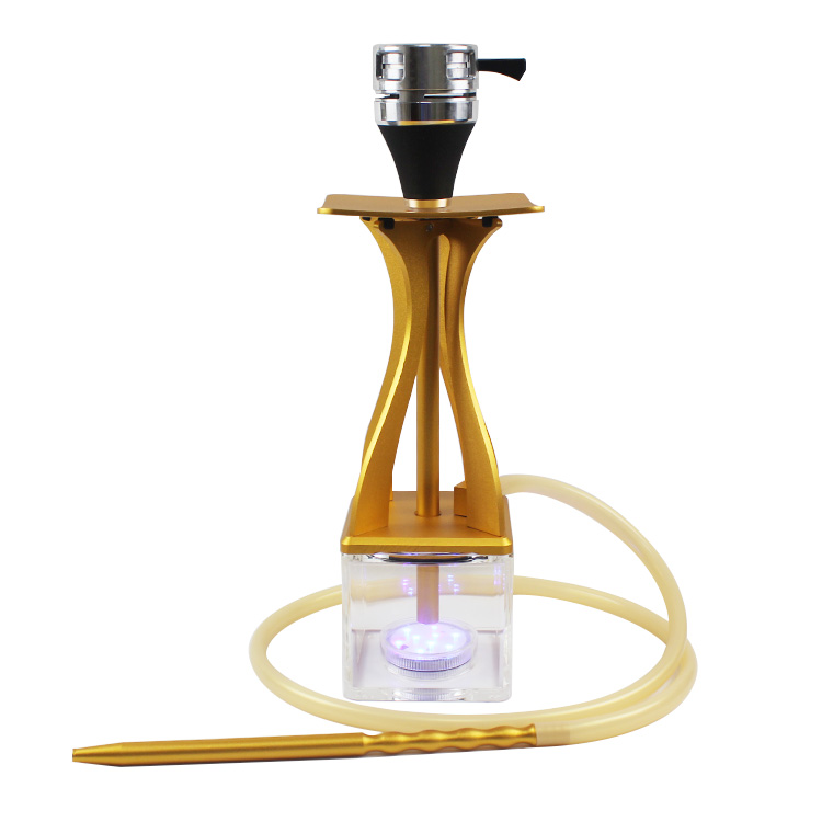 Woyu wholesale led hookah aluminum shisha bong narigile modern chicha with square bottle vase