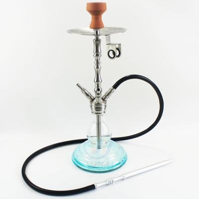 WY-SS023 high quality SS304 hookah stainless steel 4 pipes available big glass vase shisha