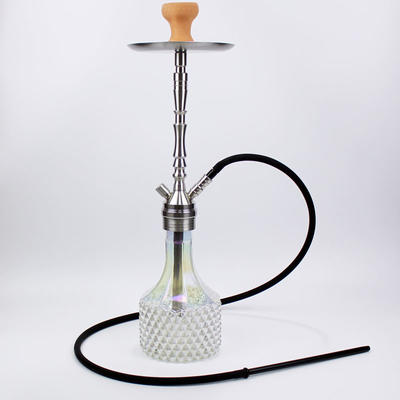 WY-SS027 Stainless steel hookah single pipe thick glass pineapple vase shisha