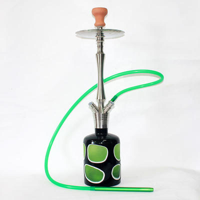 WY-SS011 High quality hookah shisha stainless steel water pipe with heavy glass vase