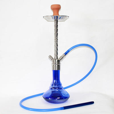 WY-SS019 Colored glass vase hookah superior quality stainless steel shisha pot