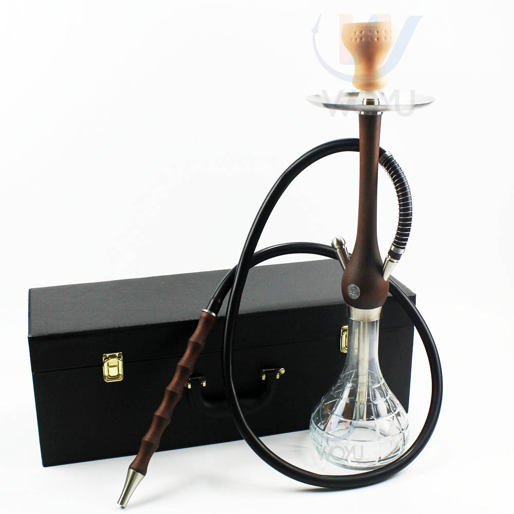 WY-W14 wooden hookah 55cm glass shisha with suicasetobacco wood shisha accessories