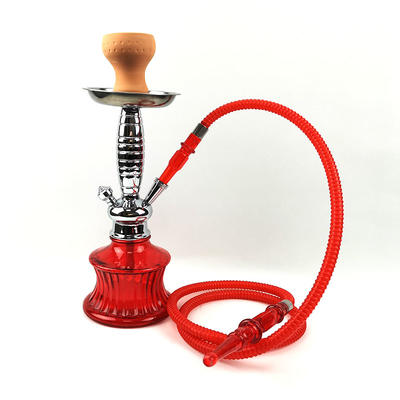 WY-MN01 portable shisha single pipe red glass hookah for lounge