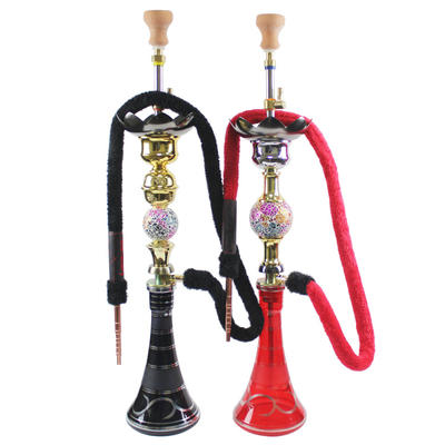 WY-ZA202 Middle East lotus zinc alloy glass hookah with stained glass